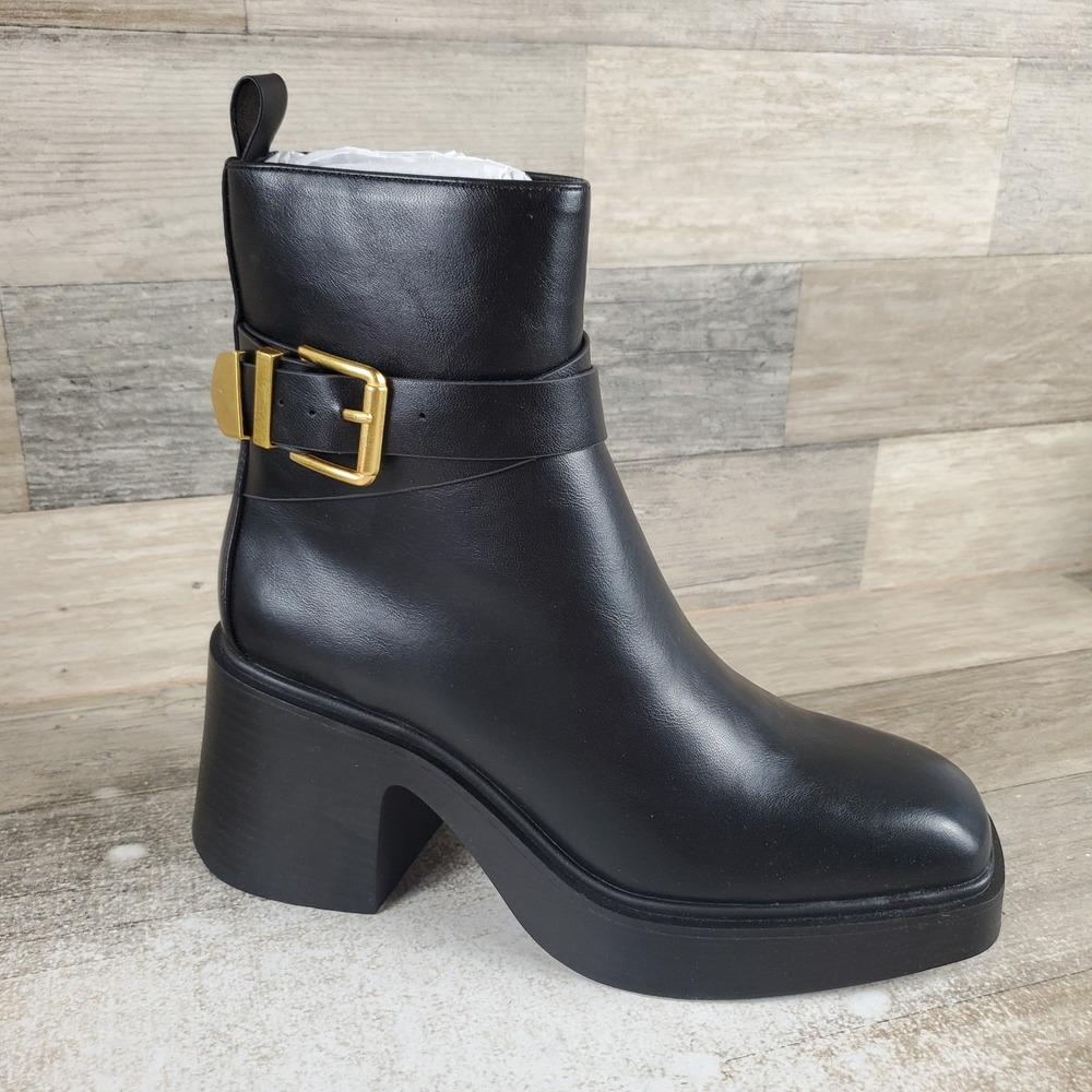Chinese Laundry Adriel Womens Bootie Boots Sz 6 Black Leather Side Zip Mid-Top